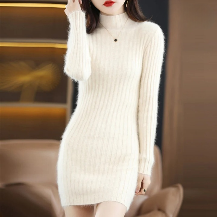 Robe pull chaude femme – Robe tendance et confortable en tricot pour hiver