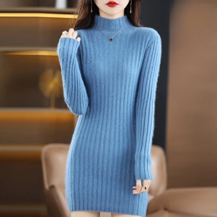 Robe pull chaude femme – Robe tendance et confortable en tricot pour hiver