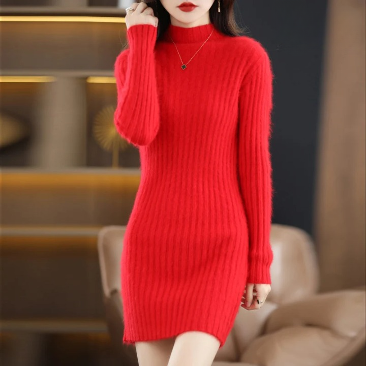 Robe pull chaude femme – Robe tendance et confortable en tricot pour hiver