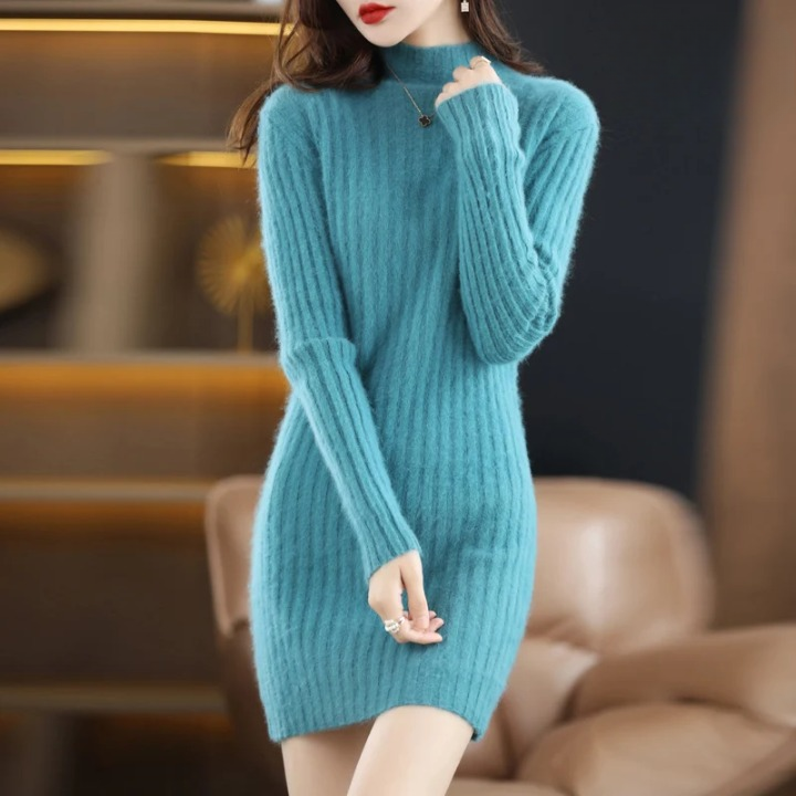 Robe pull chaude femme – Robe tendance et confortable en tricot pour hiver