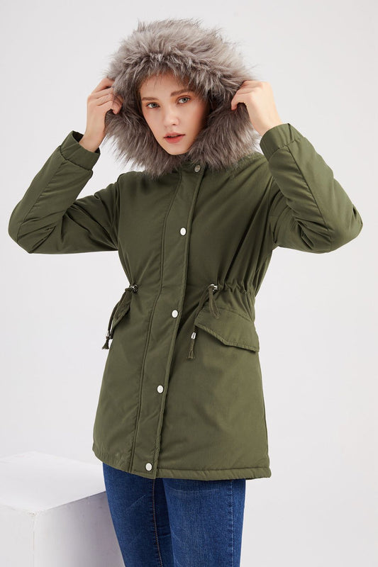 Parka femme avec capuche – Veste en fausse fourrure chaude et élégante