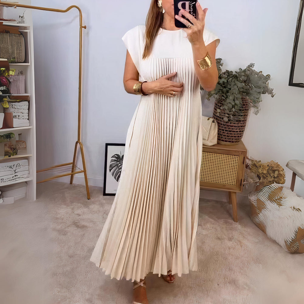 Robe d'été chic plissée – Robe fluide à coupe flatteuse pour femme