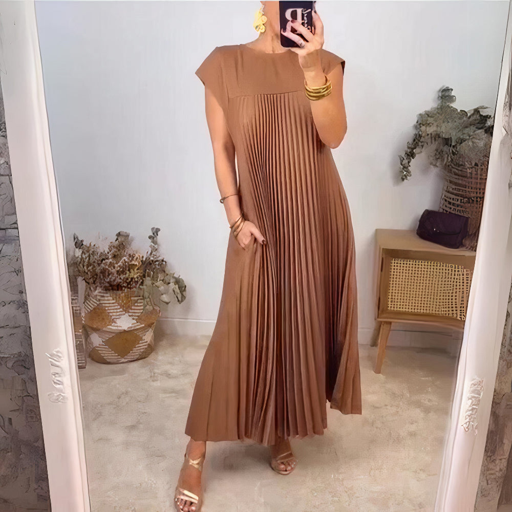 Robe d'été chic plissée – Robe fluide à coupe flatteuse pour femme