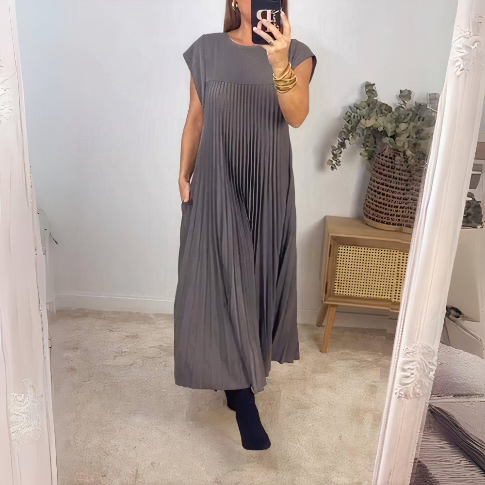 Robe d'été chic plissée – Robe fluide à coupe flatteuse pour femme