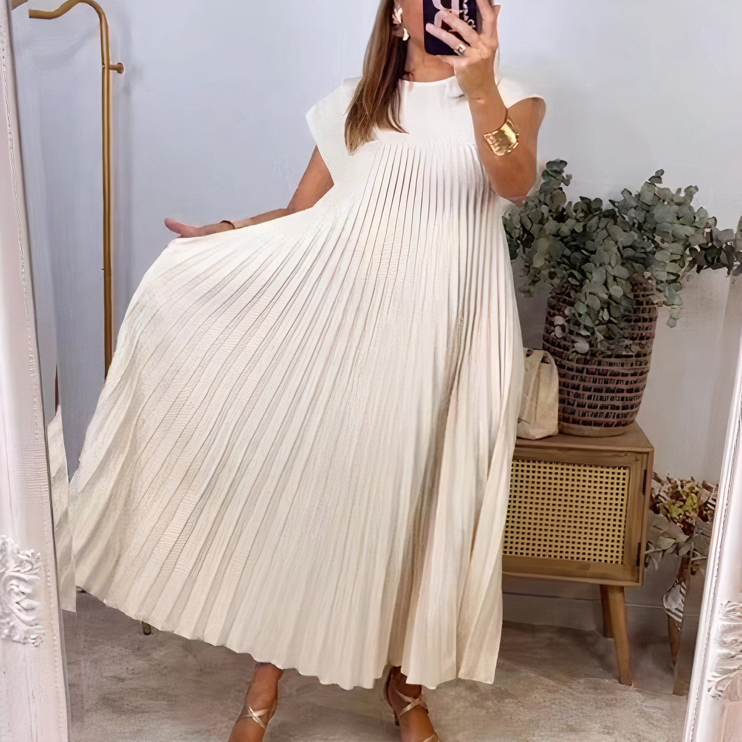 Robe d'été chic plissée – Robe fluide à coupe flatteuse pour femme