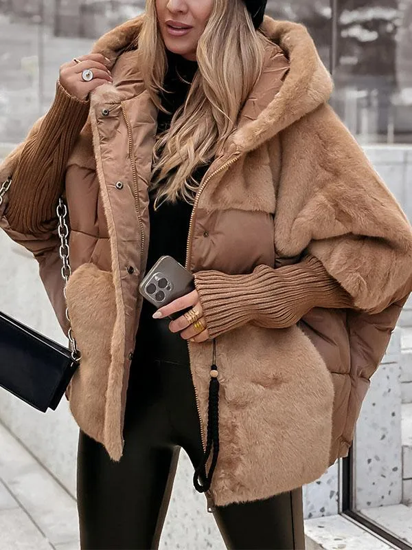 Veste d'hiver femme – Veste en peluche avec capuche douce et chaude