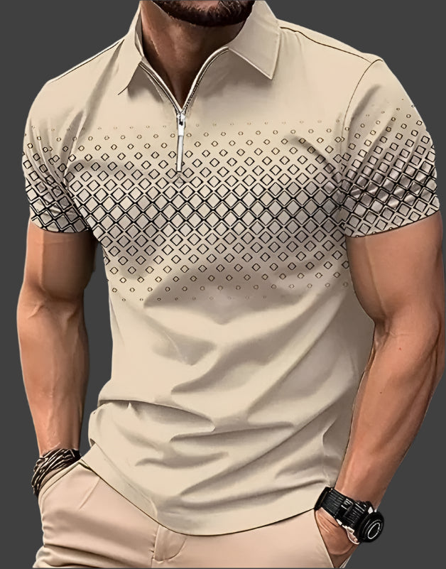 Polo homme à motifs losanges – T-shirt élégant en coton pour look décontracté