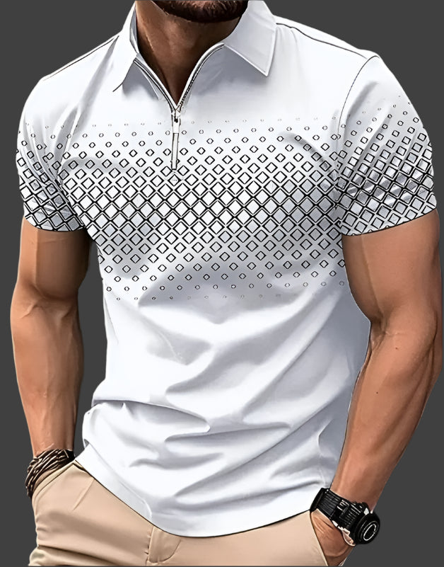 Polo homme à motifs losanges – T-shirt élégant en coton pour look décontracté