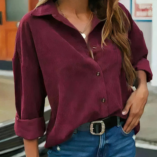 Chemise en velours été chic – Top élégant en velours doux et léger