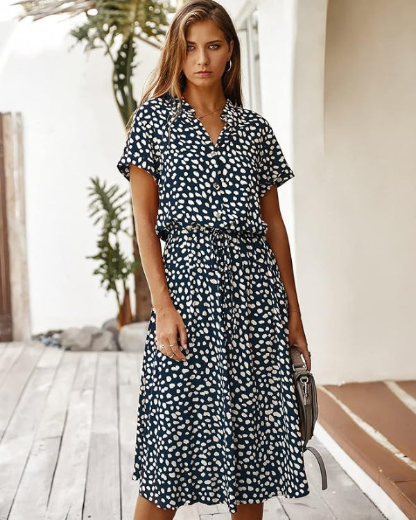 Robe d'été midi chic – Robe fluide élégante pour look raffiné