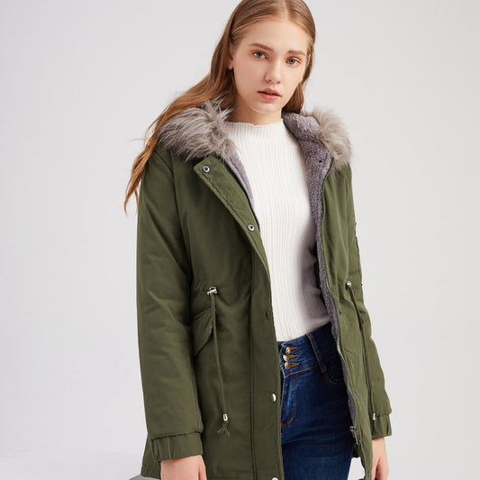 Parka chaude femme – Manteau en fausse fourrure stylé avec capuche