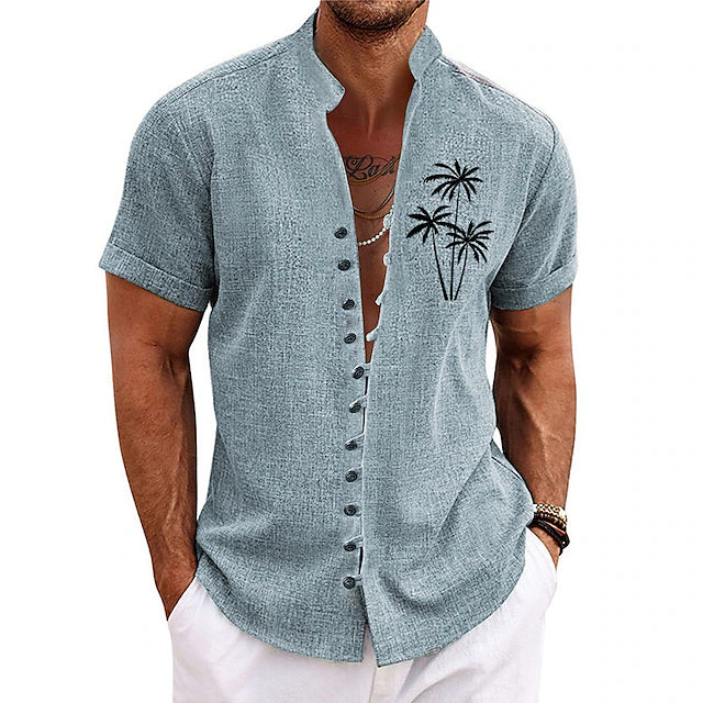 Chemise d'été homme – Chemise stylée à motif palmier légère et confortable