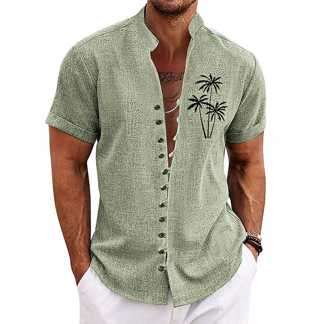 Chemise d'été homme – Chemise stylée à motif palmier légère et confortable