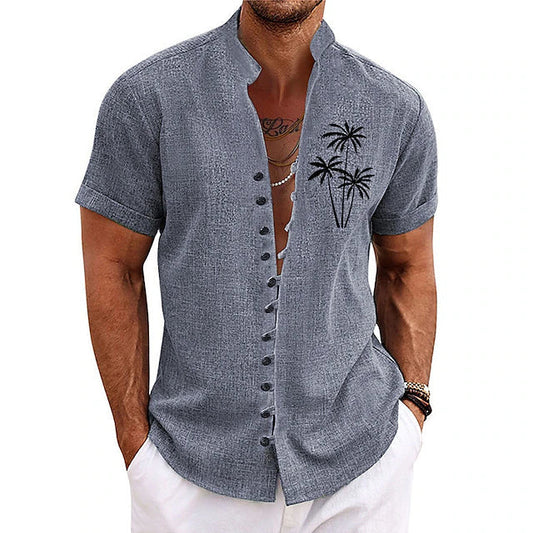 Chemise d'été homme – Chemise stylée à motif palmier légère et confortable