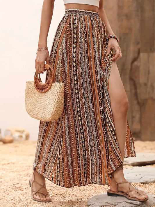 Jupe maxi été femme – Jupe imprimé tribal fluide et tendance