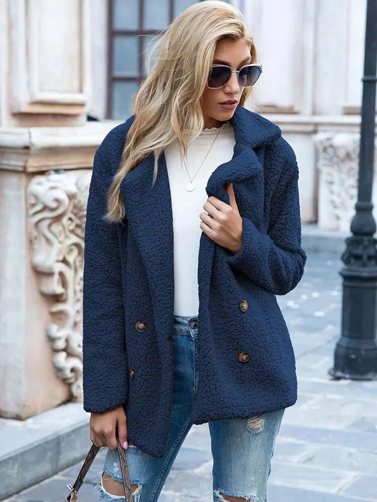 Manteau peluche chaud femme – Veste douillette et tendance pour hiver