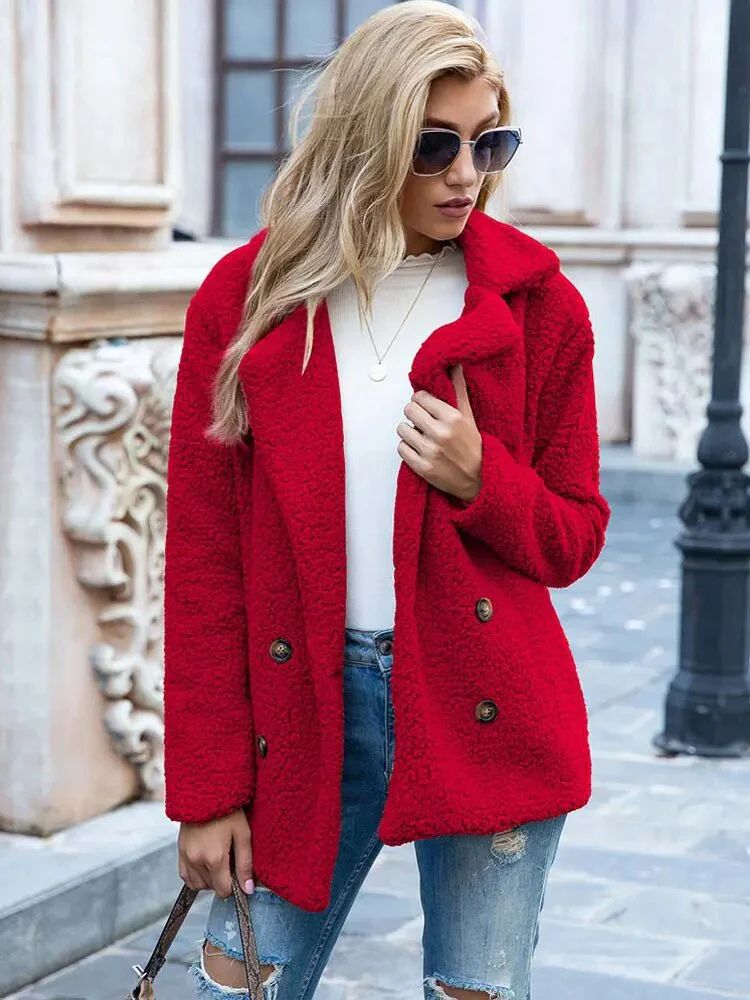 Manteau peluche chaud femme – Veste douillette et tendance pour hiver