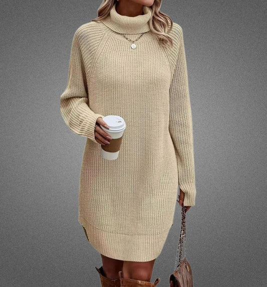 Robe pull chaude femme – Robe élégante en tricot pour hiver